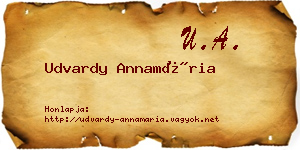 Udvardy Annamária névjegykártya